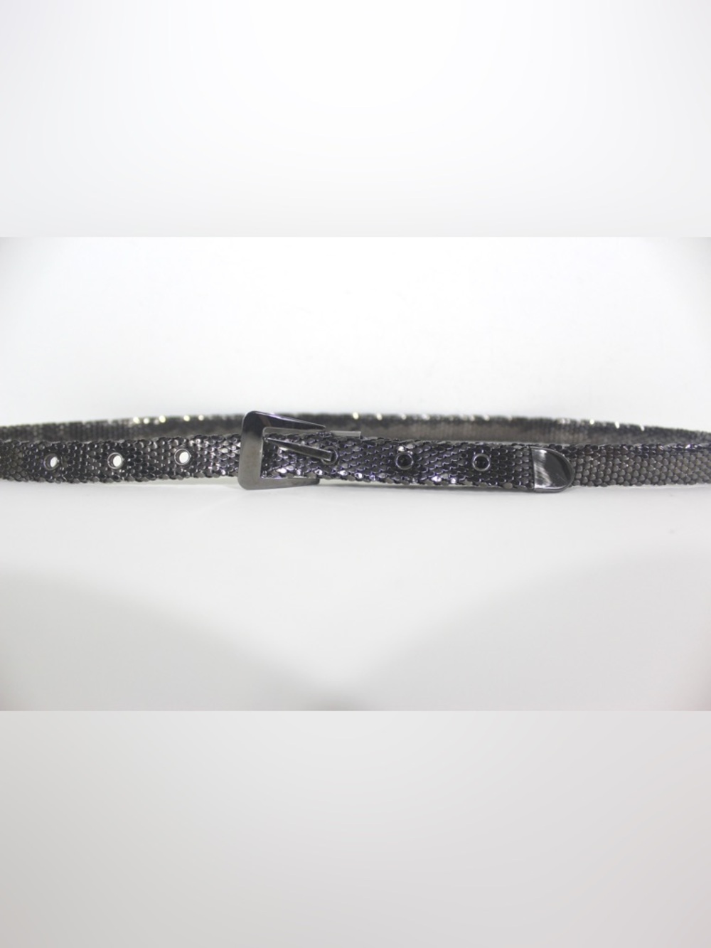 60’s Vintage Gunmetal Mesh Metal Belt Fish scale Chainmail Vegan Retro